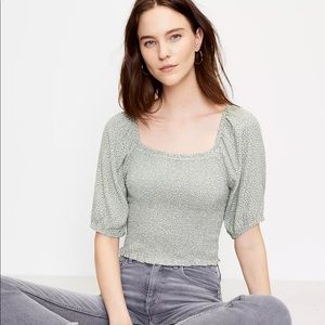 Loft Dotted Smocked Blouse Sz Small